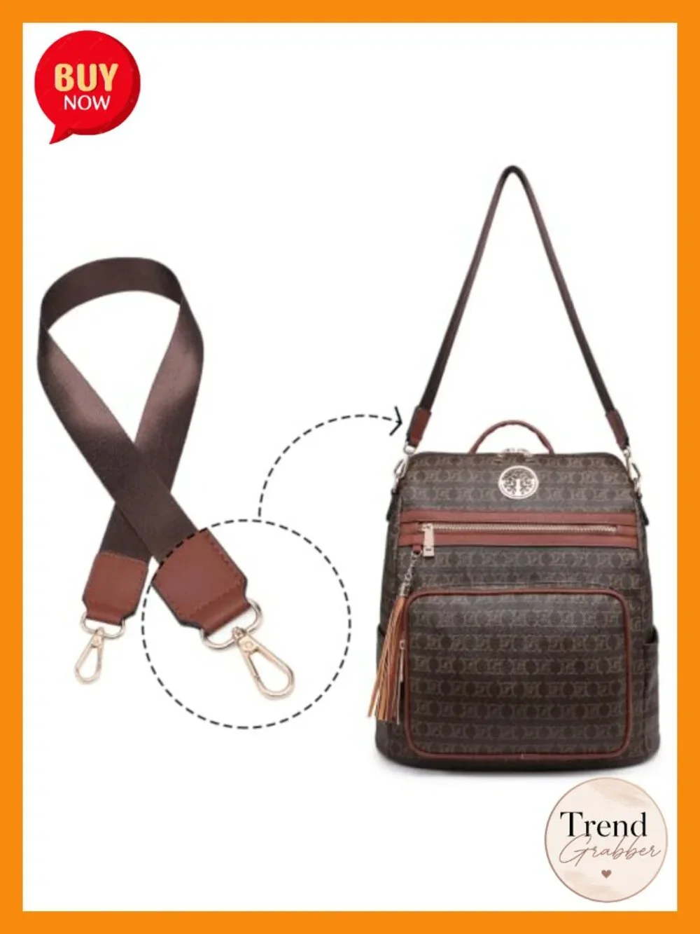 Convertible Leather Travel Backpack Purse with Wristlet Fits 15 inch Laptop